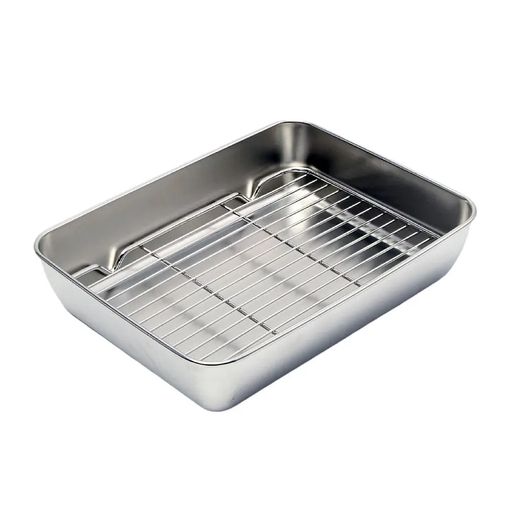 

1 Stainless Steel Baking Pan Rack Set Large Capacity Cake Mold BBQ Tray Roasting Net Easy Clean Dishwasher Safe Food Grade