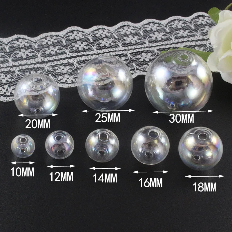 

100pieces Colorful Double Hole 8mm-30mm Round Glass Ball Glass Globe Pendant Jewelry Findings DIY Handmade Beads Materials