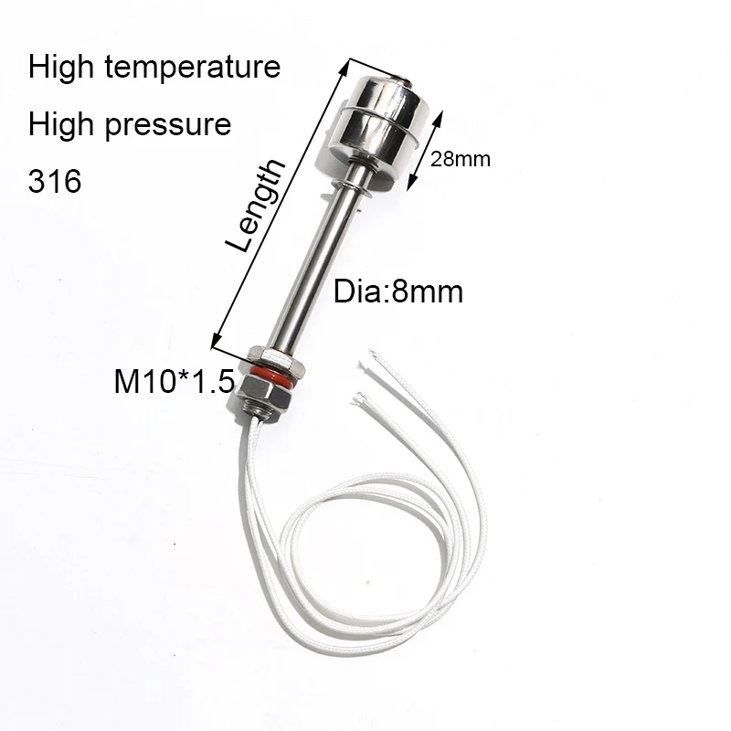 1PC 316 Stainless Steel Single Float Switch High Temperature High Pressure Water Tower Liquid Level Controller Length45-600mm