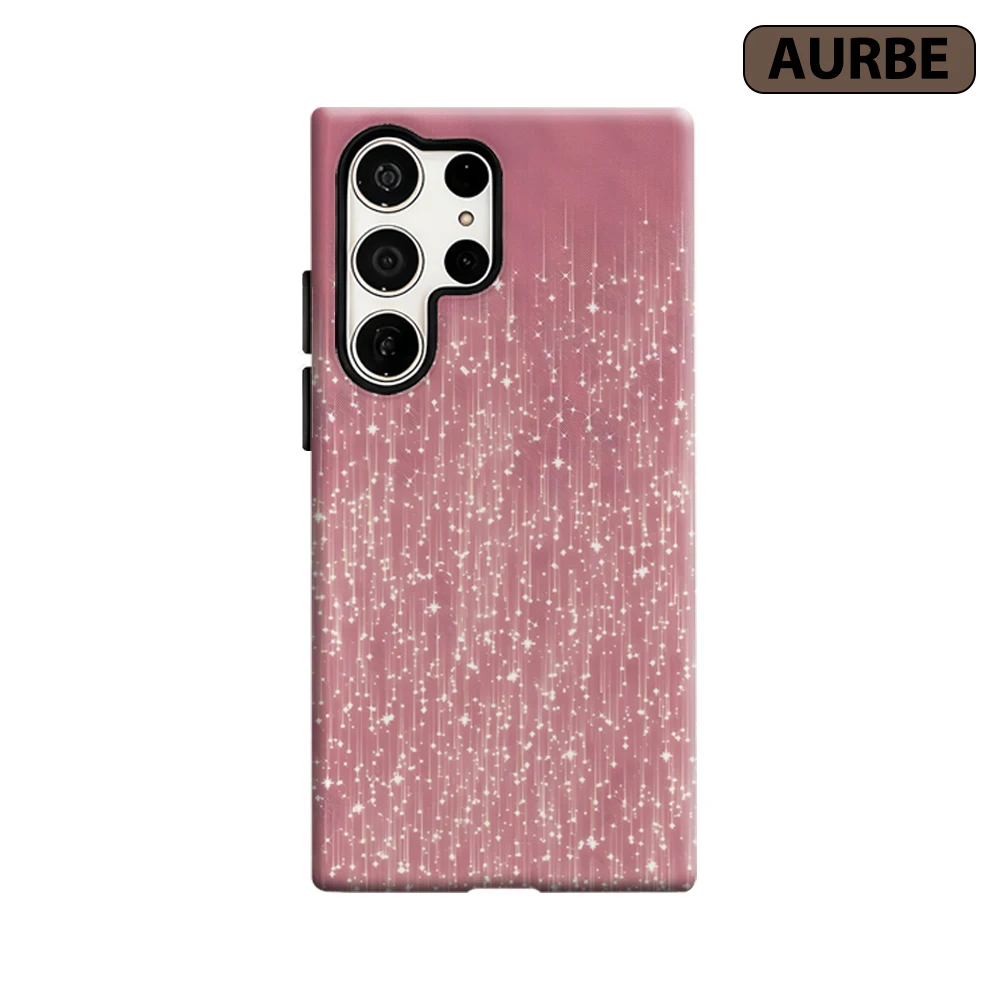 Pink Starfall Phone Case for Samsung Galaxy S26 S25 Ultra S24 S23 Ultra Plus Shockproof Double Layer Tough Back Cover