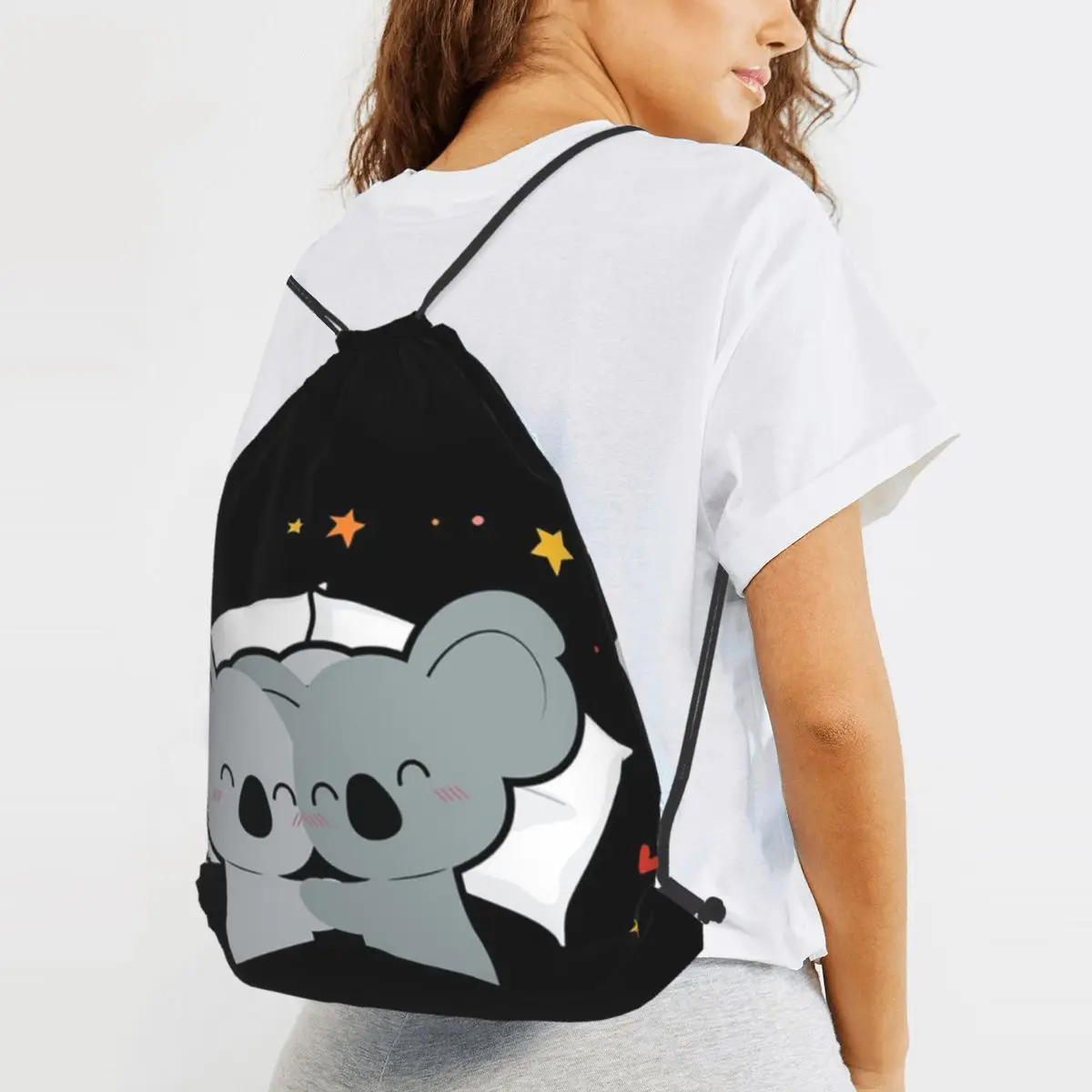 Cute Baby Koala Sleeping Good Night Backpacks Fashion Drawstring Bags Sports Bag Book Bags for Man Woman Students