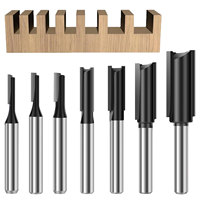 7Pcs Straight Router Bit Set 1/4 Shank Double Flute for Woodworking Grooving Edge Trimming Clean Milling Cutting