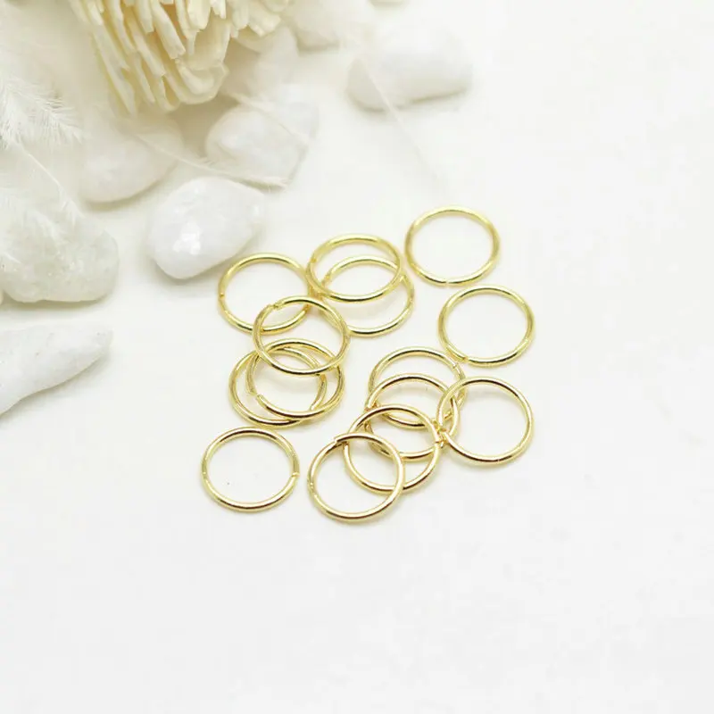 100 PZ All'ingrosso 14k Colore Oro Ottone Placcato 0.5mm 0.6mm 0.7mm Anelli di Salto Aperti per la Produzione di Gioielli Anello di Metallo Raccordi FAI DA TE