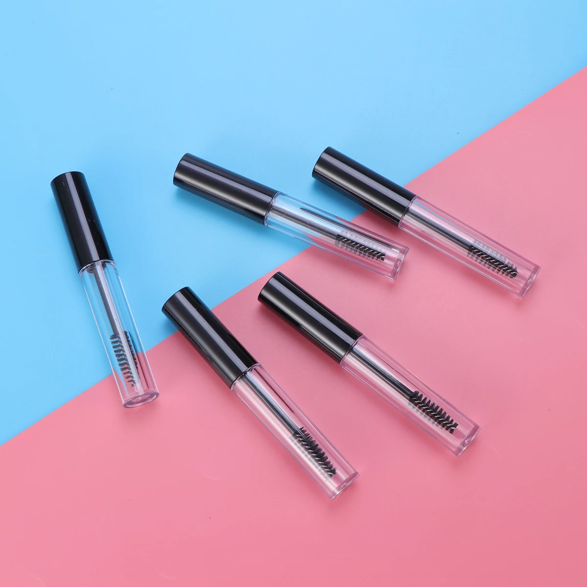 

5pcs Empty Eyelashes Bottle Transparent Black Lid Mascara Tube Eyelash Cream Container Travel Size Funnel Included Storage