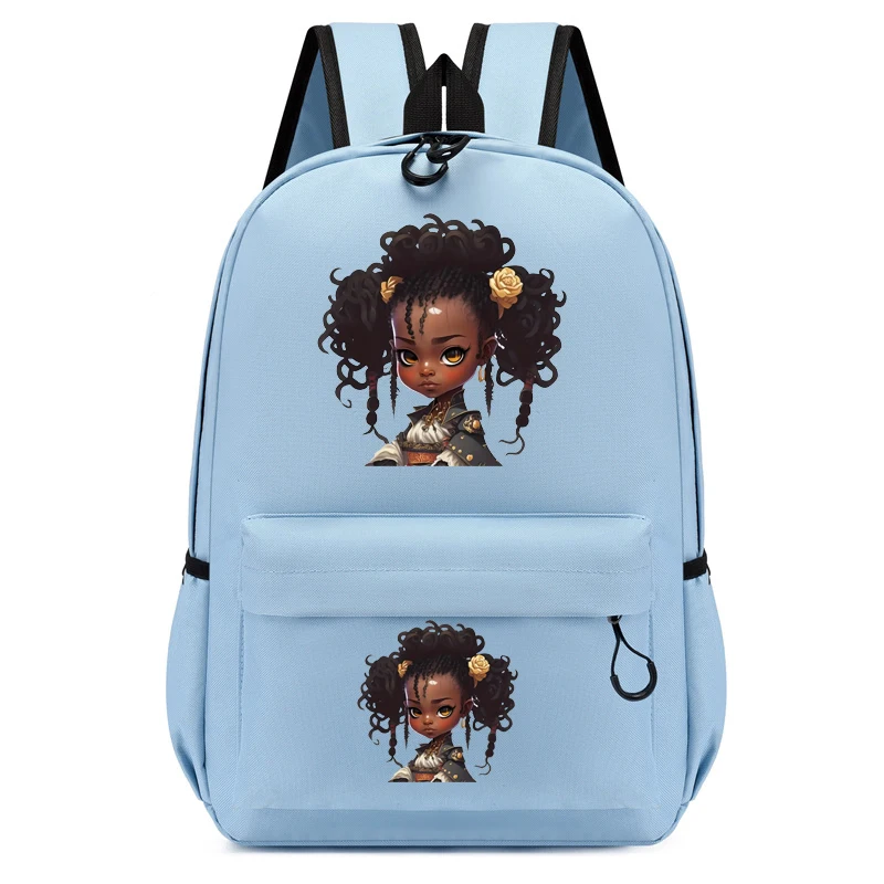 Kinder Rucksack Samurai schwarz lockiges Mädchen Rucksack Kindergarten Schult asche Kinder schöne Afro Mädchen Bücher tasche Reise Schult aschen