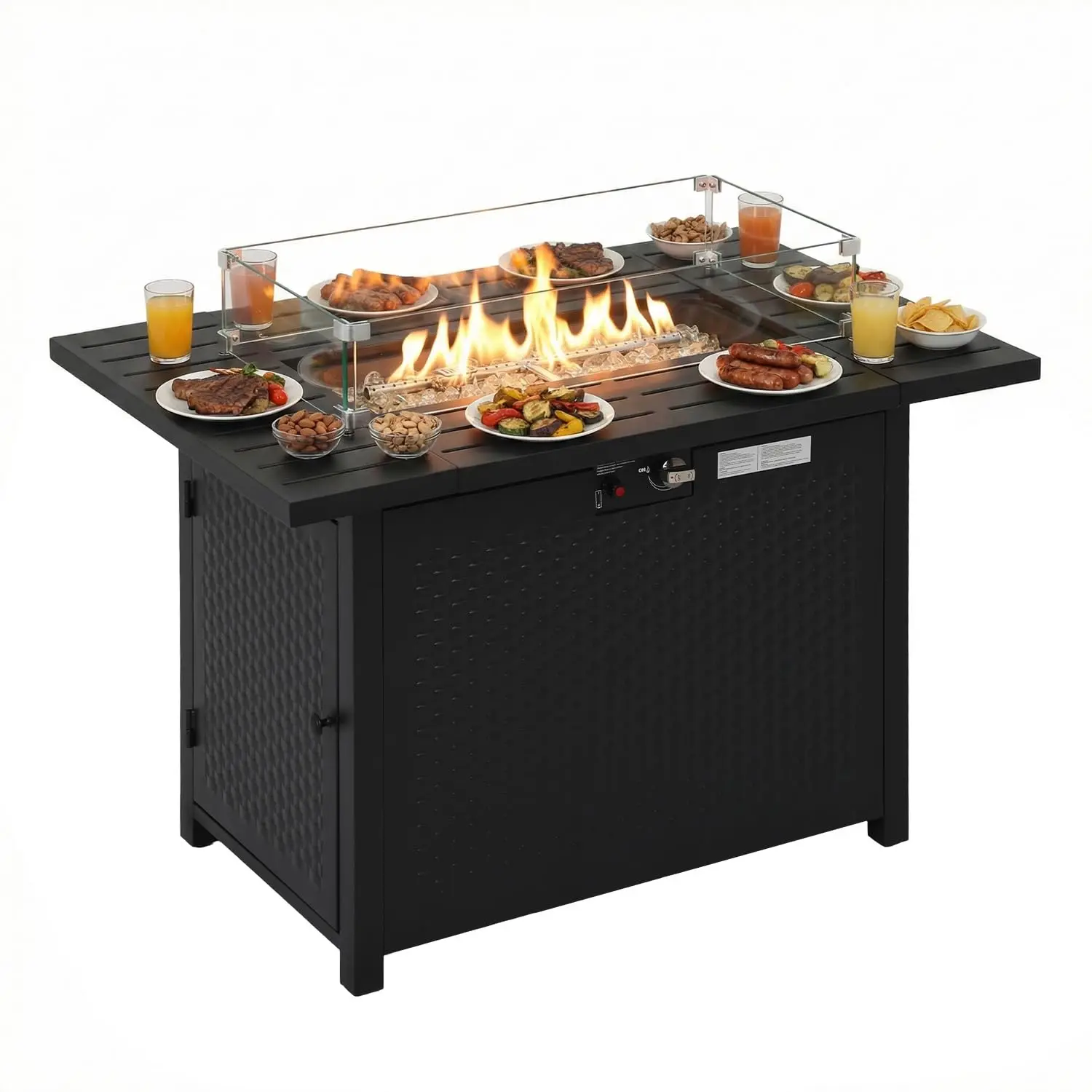 Propane Fire Pit Table 50000 BTU CSA Gas Lid Lava Rock Wind Guard Smokeless Patio Backyard Garden 43 inch, Customized