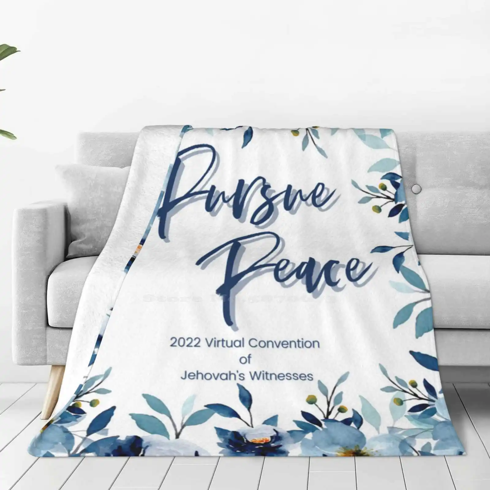 Pursue Peace | Blue Flowers New Arrival Fashion Leisure Warm Flannel Blanket Pursue Peace Blue Flowers Convention Jehovahs