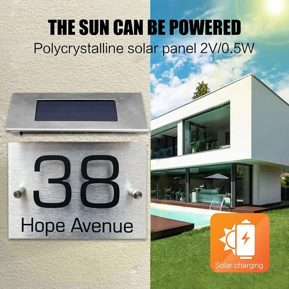 

LED Solar House Number Light Door Number Warning Sign Doorplate Lamp Plaques