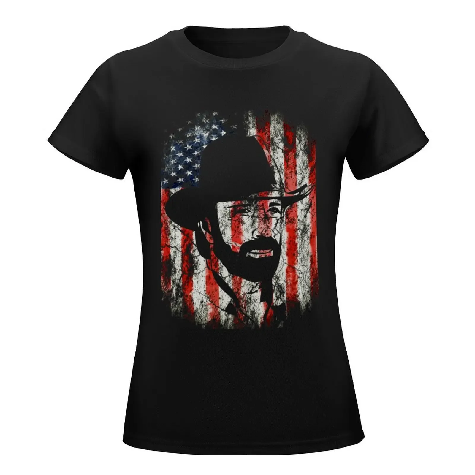 Chuck Norris American USA Flag T-Shirt plus size tops Short sleeve tee t-shirts for Women graphic tees funny