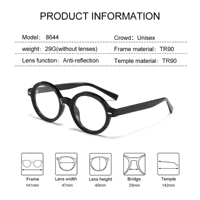 EYORA TR90 Vintage Round Reading Glasses Anti Blue Ray Myopia Eyewear Photochromic Progressive Prescription Optical Eyeglasses