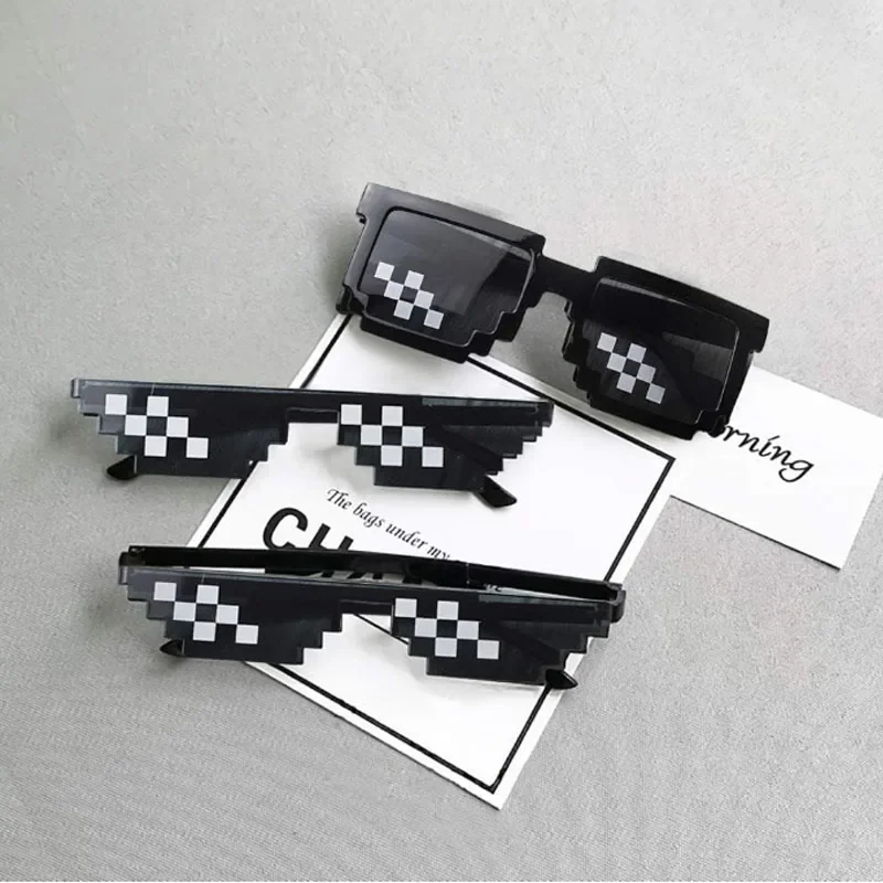 Óculos de sol Thug Life Party 8Bit Pixelated Mosaic Gamer MLG Photo Props Óculos Unissex para Adultos Adolescentes Engraçado Cool Life