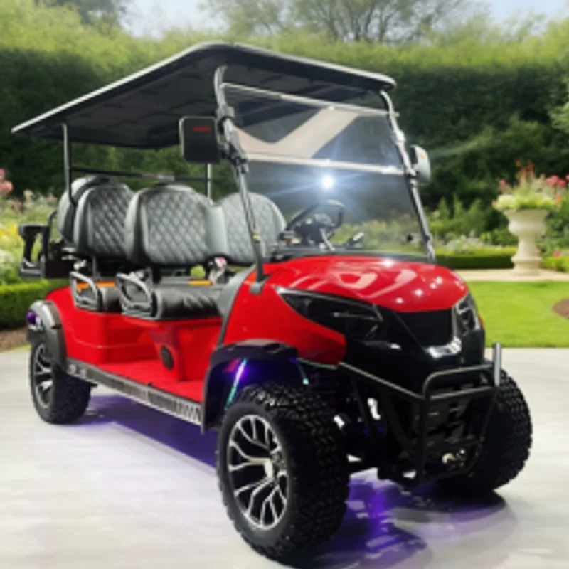 

Hot Selling Off-Road Vehicle 60V Lithium Beach Electric Golf Cart 14-Inch Off-Road Tires Tire LED Strip Black Upholstered Seat