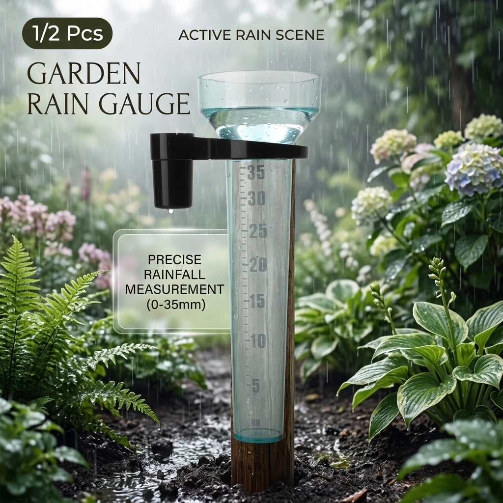 1/2Pcs 35mm Rain measuring cup Portable Polystyrene Rain Gauge Measurement Tool  Garden Water Ground Outdoor Rain Collecter