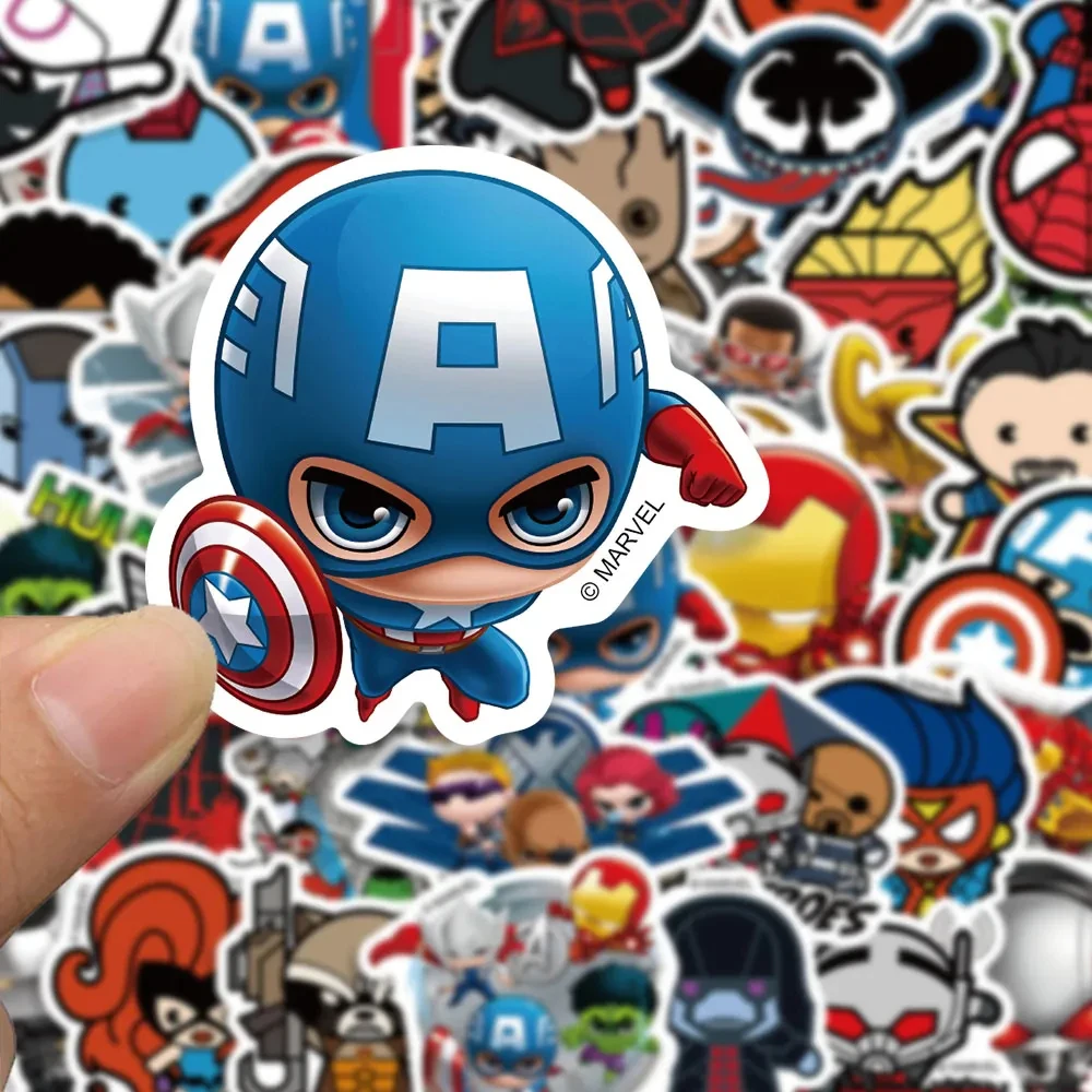 Disney Marvel The Avengers Anime Adesivos, Super-herói, Homem De Ferro, Homem-Aranha, Desenhos animados, Impermeável, Legal, Brinquedos de Etiqueta, 10 pcs, 30 pcs, 50pcs