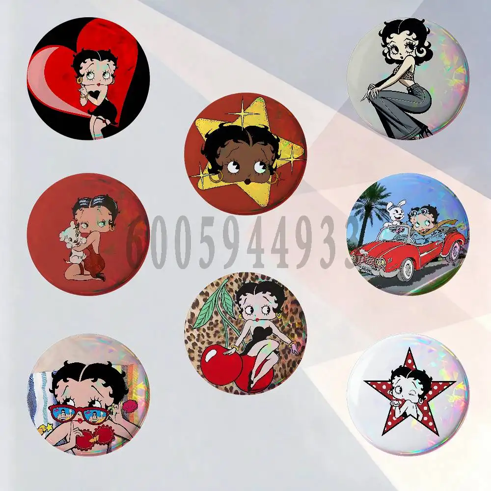 B-Betty Boop HD Print Badges Pretty Round Display Brooches IP merchandise 32mm 58mm 75mm 44mm 25mm