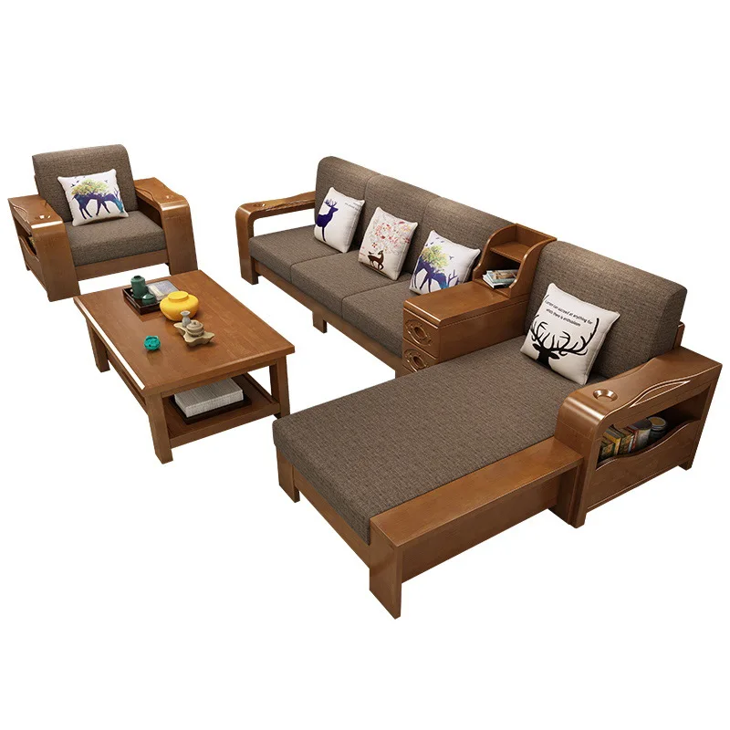Bedroom solid wood sofa winter and summer dual-purpose small apartment new Chinese modern simple living room