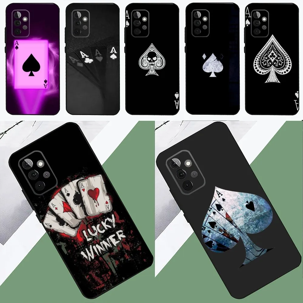 Poker Ace of Spades Phone Case For SamsungS24,23,22,21,S20 ,Pro10,S30Plus,S9,20lite Ultra Black Cover