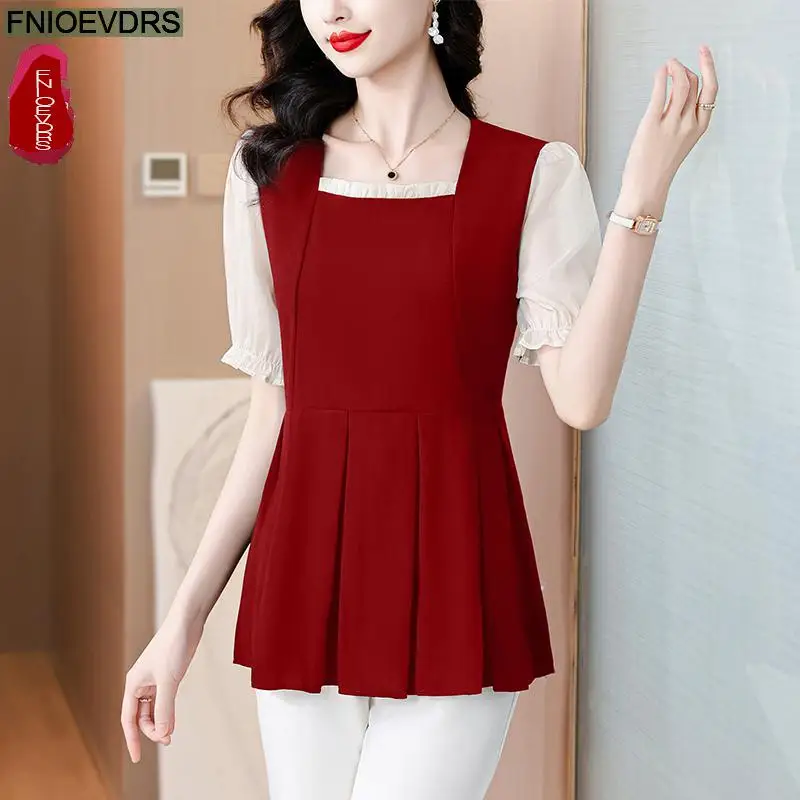 M-3XL Autumn 2024 Women European Fashion Elegant Layer Ruffles Shirt Casual Red Black Tunic Belly Peplum Tops And Blouses