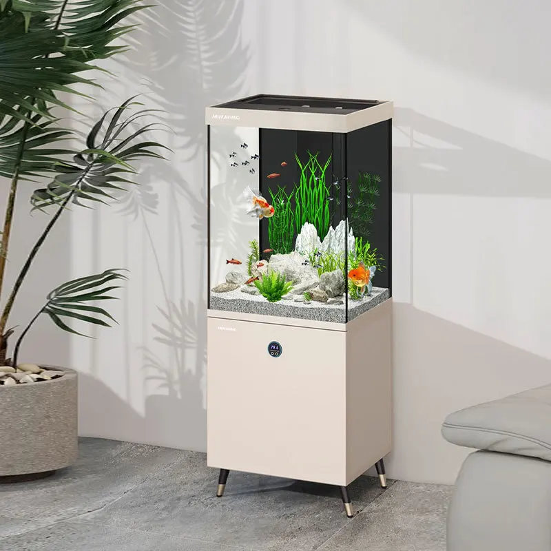 Square tank small living room several sides fish tank self-circulation ecological landscaping bottom filter aquarium