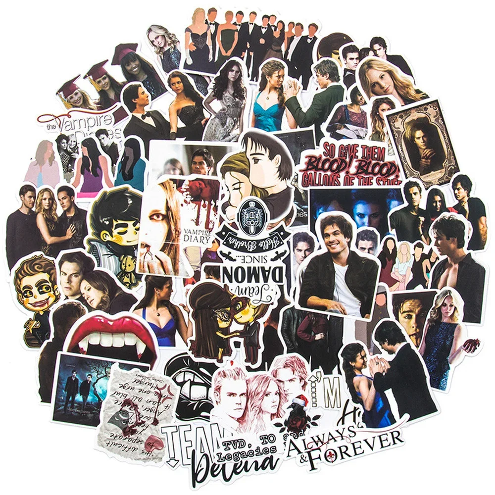 10/50Pcs Popular American TV Series The Vampire Diaries Laptop Suitcase Guitar Waterproof Graffiti Stickers Wholesale 2024