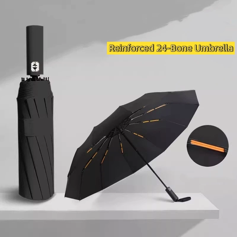 1pc automático cola preta dobrável chuva guarda-chuva reforço e espessamento para sol e chuva guarda-chuva de proteção