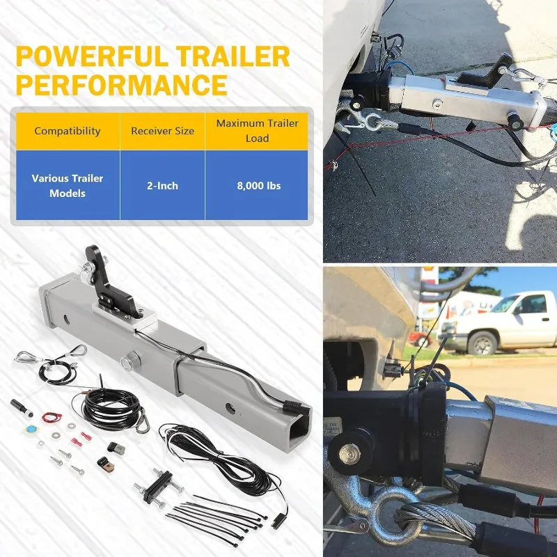 نظام فرامل مقطورة قابلة للاستخدام على طراز جهاز الاستقبال لصلبة 2 بوصة - كبح بدون جهد - سعة تصل إلى 8000 رطل - فوريًا