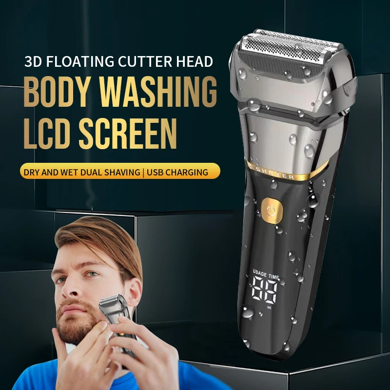 Powerful Electric Shaver For Men Wet & Dry Facial Electric Razor Beard Hair Trimmer Foil Shaving Machine For Men Rechargeable