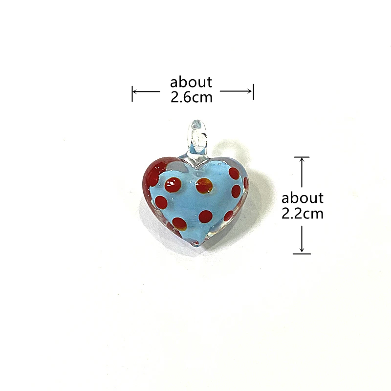 Dopamine Cute Glass Heart Pendant Creative Mini Wave Point Love Charm DIY Craft Jewelry Making Accessories For Handmade Lovers
