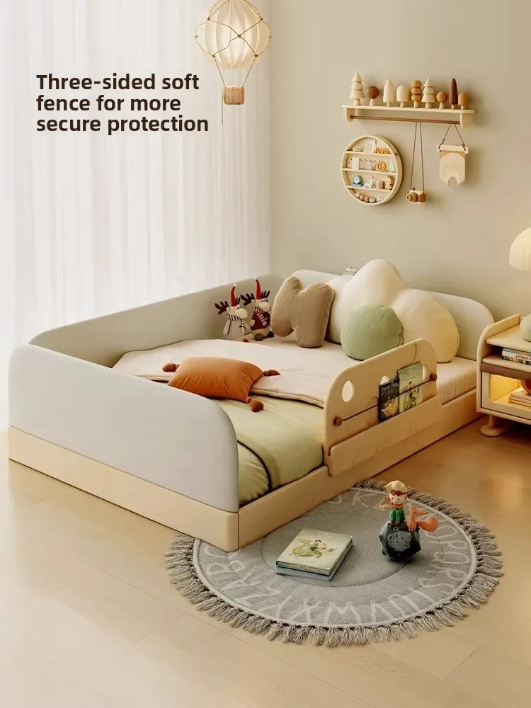 Montessori Floor Bed Solid Wood with Guardrails Boys and Girls Tatami Bedroom New Original