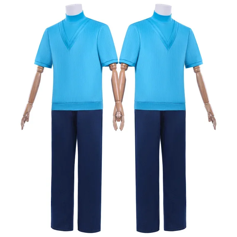 

Movie Blue Steve Cosplay Stretch Short Sleeve T-shirt Summer Men Top Costume Halloween Comic Copsplay Suitsa;2,c'4,h.