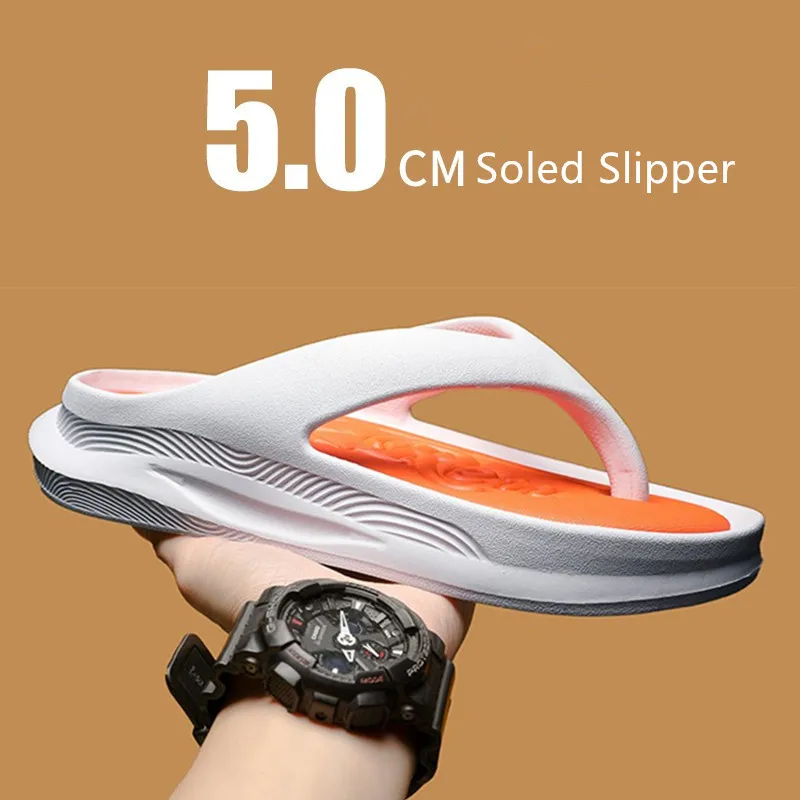 Men Flip Flops Outdoor Indoor Slippers Thick Soft Soled Men Sandals  Non-slip Bathroom Shoes Men Slippers Beach Slides