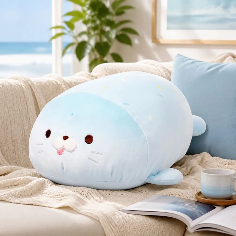 Plush Fabric Seal Plush Toy Cute Seal Shape Soft Cuddle Seal Stuffed Animal Rounded Pillow Shape Four Color Options