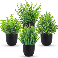 Fake Plants 4 Packs Artificial Plants Small Faux Plants Black Bathroom Accessories for Bathroom Home Office Table Decor Indoor