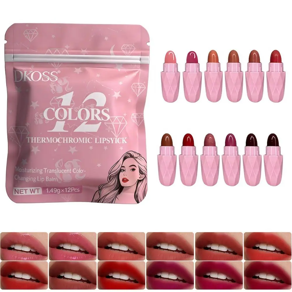Mini Capsule Lipstick Set 12 Color Velvet Matte Lipstick Lip Glaze Sexy Nude Long Lasting Portable Solid Lip Gloss Makeup