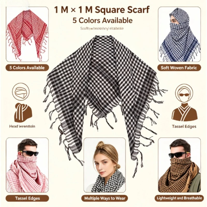 Thin Polyester Headscarf for Men Outdoor Windproof Sand‑Resistant UV Protection Scarf High‑Grade Texture Hot‑Sale Field Sports