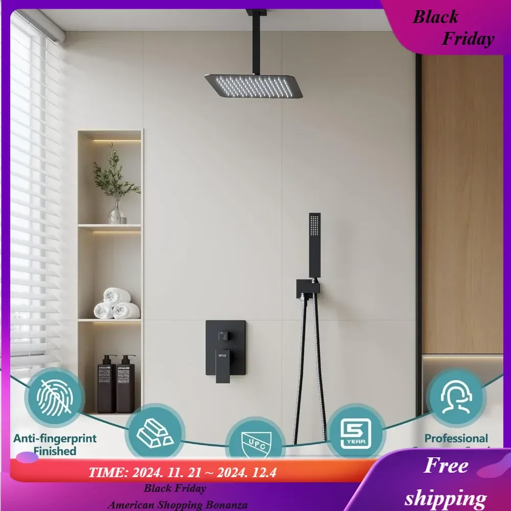 

Ceiling Shower System,Bathroom 10 Inches Rain Shower Head with Handheld Combo Set,High Pressure Rainfall Dual Shower Head System