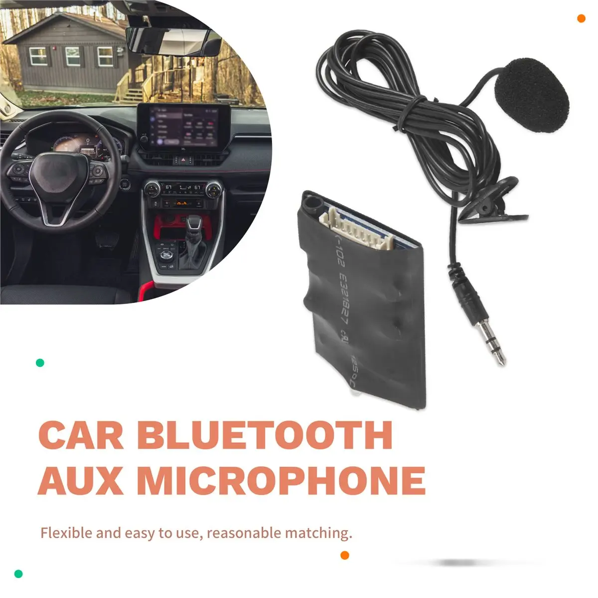 #63C Car Radio Audio Adapter Bluetooth AUX Cable for Toyota Camry Corolla,Car Bluetooth Aux Microphone,(Black)