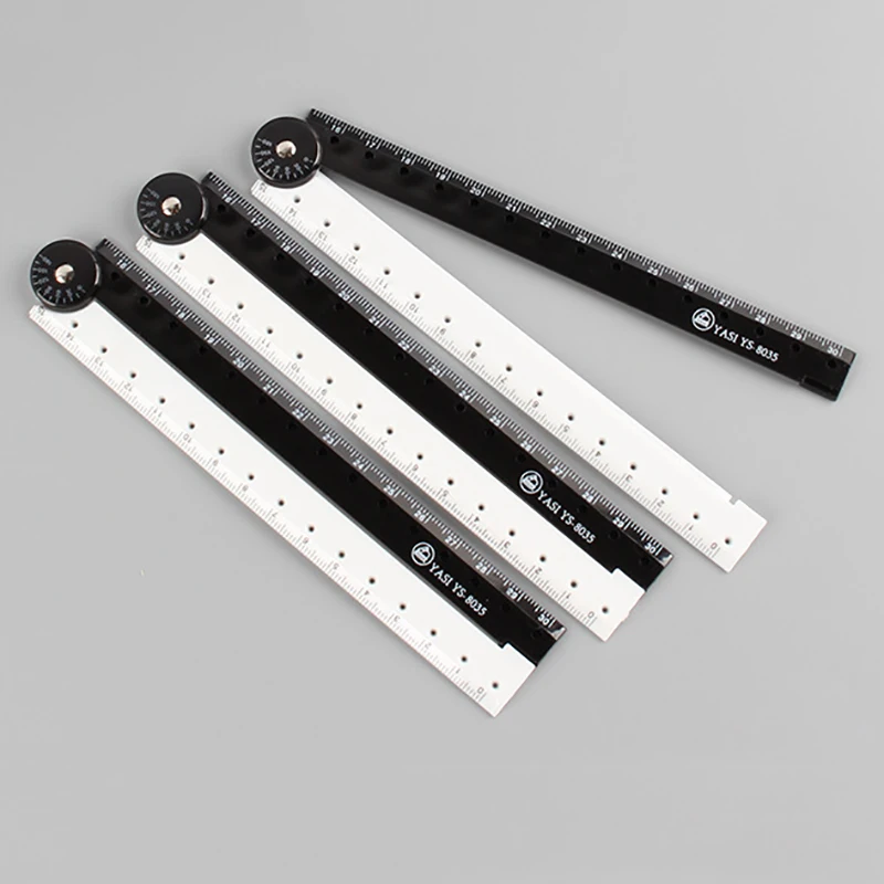 3pcs Portable Folding Ruler - Multi-Function Black & White Geometric Tool for Study, Office & DIY Creative Stationery