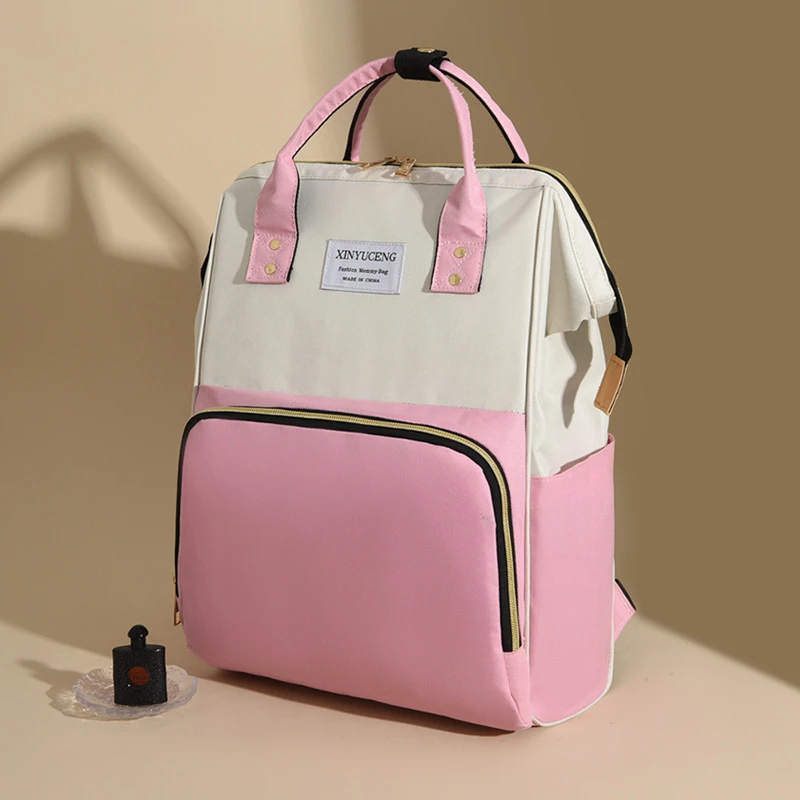 Mommy bag 2024 new color contrast backpack mother and baby mother go out fashion multi-functional backpack