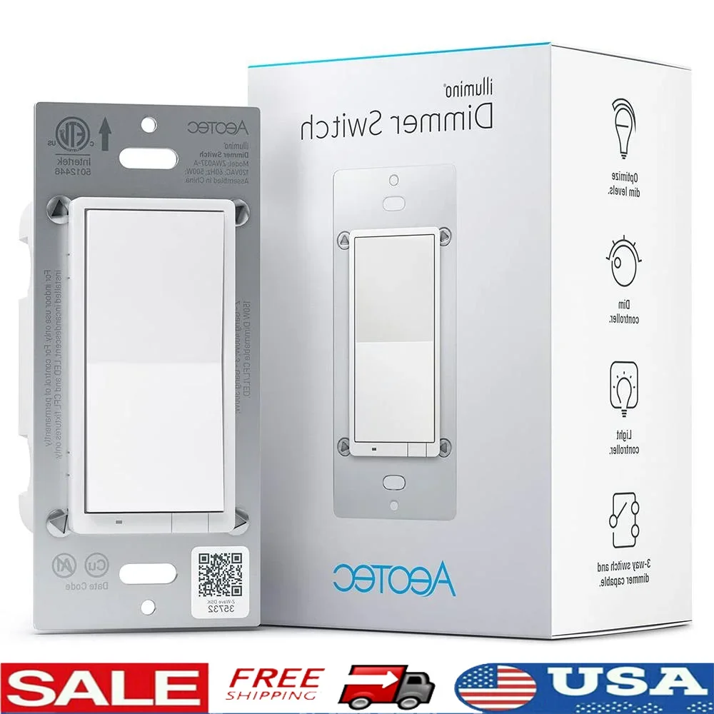 

Диммер освещения Zwave, 3-позиционный многопозиционный повторитель SmartThings, диммер включения и выключения Z-Wave Plus Gen7, простая установка