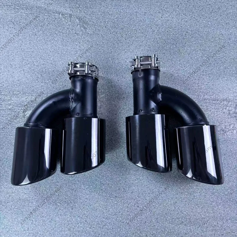 Picture 5: For Audi  A6 A7 C7 2012-2018 To Modify S6 S7 C7 Car Tailpipe Stainless Steel Black Clamp Type Exhaust Pipe Muffler Tip Tuning