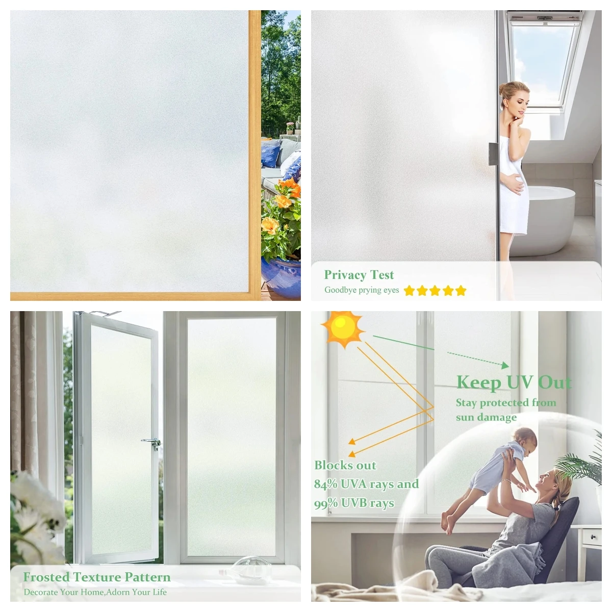 Breite 75/90 cm Mattierte Fenster-Sichtschutzfolie, Nicht-Klebende Fensterglasfolien, Wärmekontrollierende Statisch Haftende Abnehmbare Fensteraufkleber – Detail 1