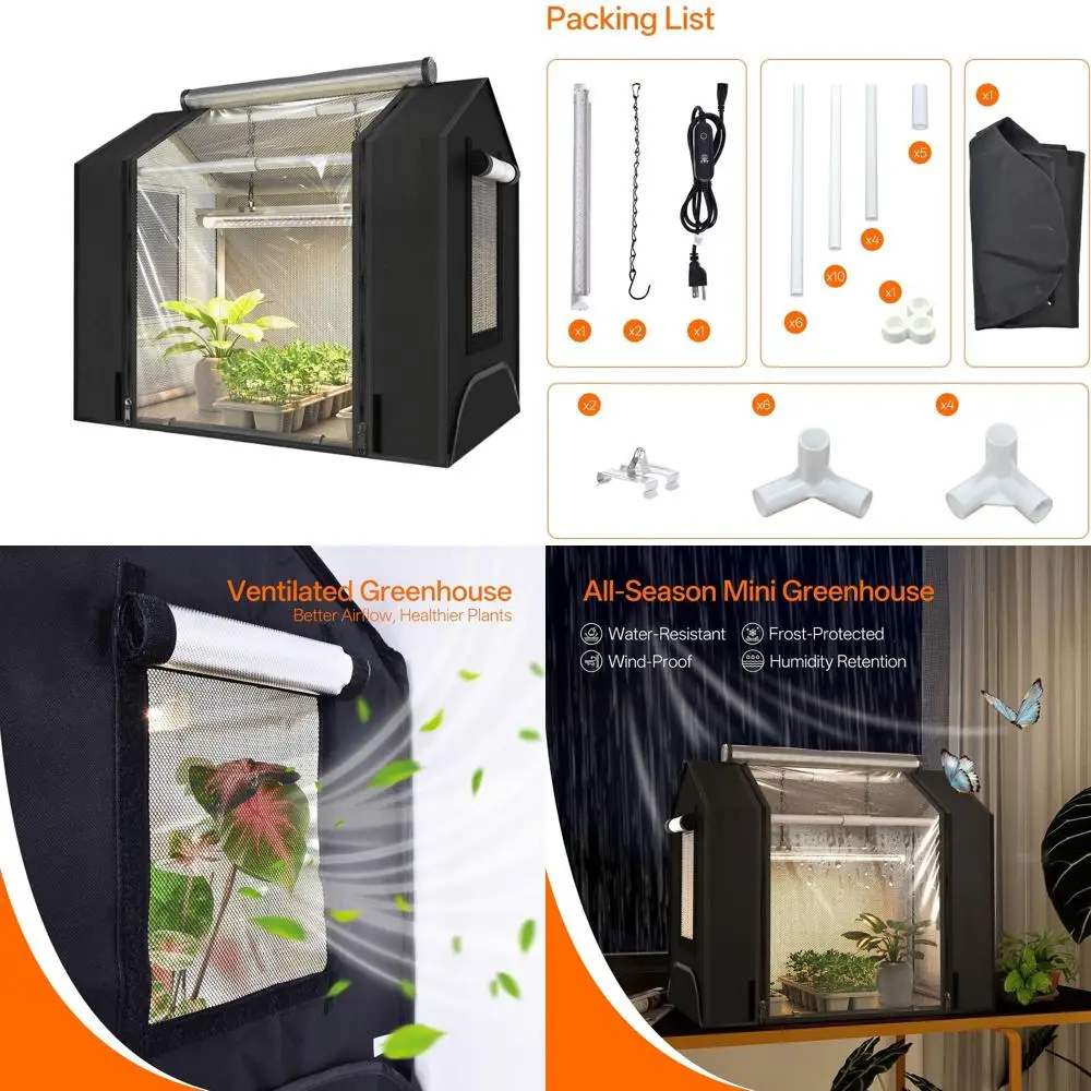 

Компактная палатка для выращивания в помещении с водонепроницаемым основанием, таймер 18 Вт, вентиляция для рассады и растений, 23,8x15,7x20,5