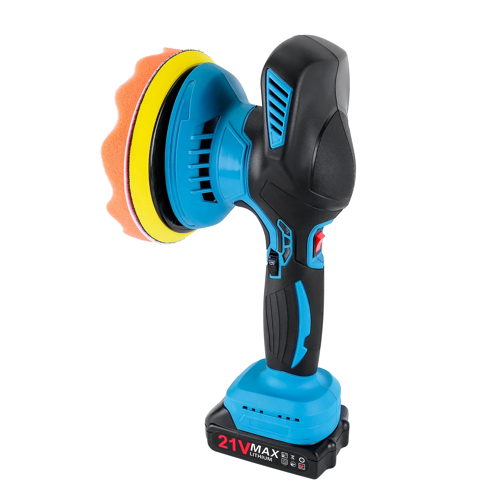 21V Cordless Car Buffer Polisher 6 Variable Speeds Portable Car Polishing Machine with Polishing Pads Attachments for Car Detailing Waxing
