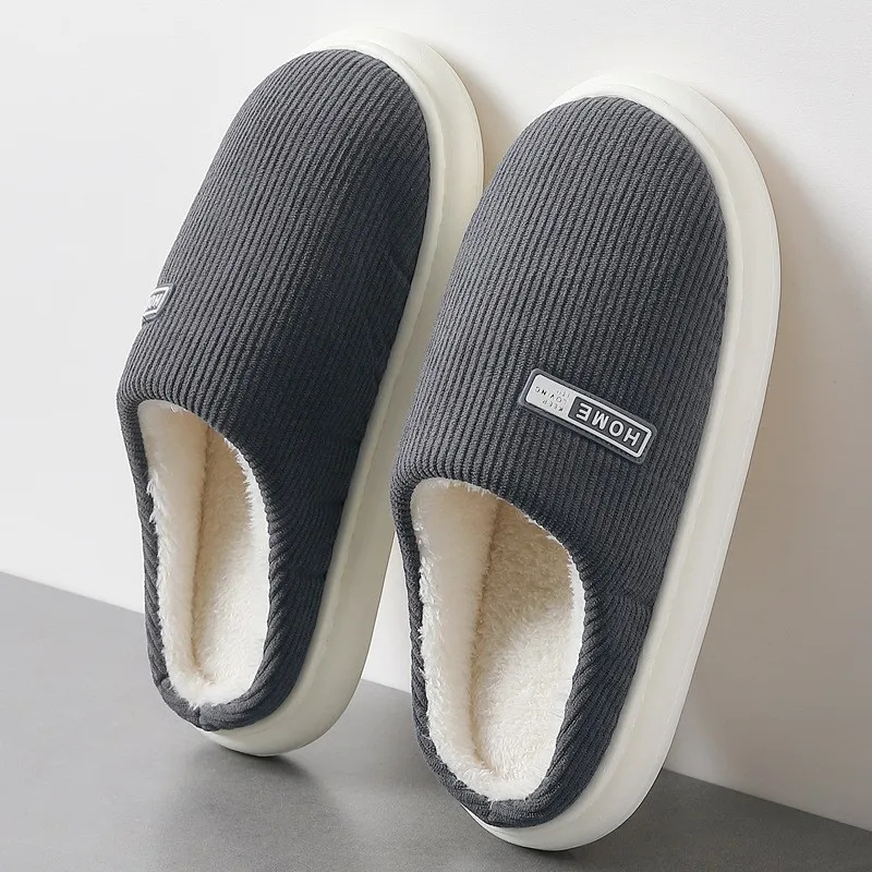 

Winter Men Slippers Home Women Fluffy Platform Slipper Casual Furry Slides Indoor Non-Slip Couples Warm Comfortable Flats Shoes