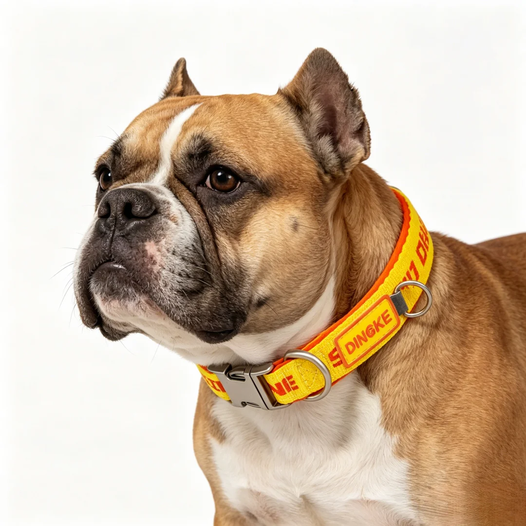 Yellow Comfortable Dive Material Lined Fashion Letter Weave Belt Alloy Buckle Pet Collar Suitable for Small to Medium Dogs