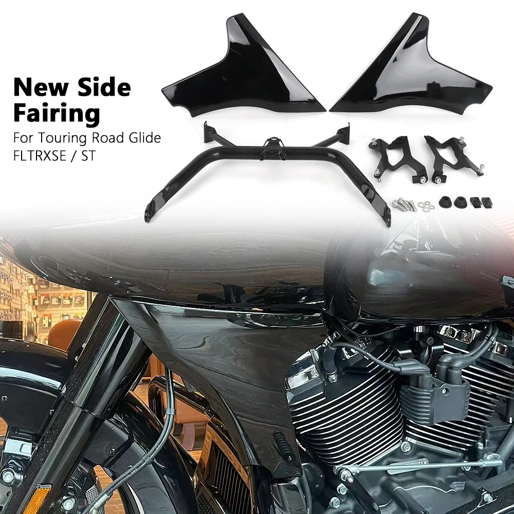 

For Touring Road Glide FLTRXSE 2023 FLTRXSTSE 2024 Motorcycle Plastic ABS Unpainted / Black Side Fairing Cover Panel Bracket Kit