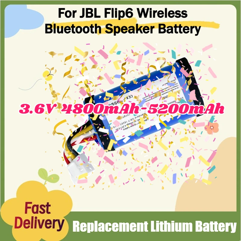 

Новая сменная батарея GSP-1S2P-F6D 3.6V 4800mAh-5200mAh для беспроводной Bluetooth-колонки JBL Flip6 + инструменты