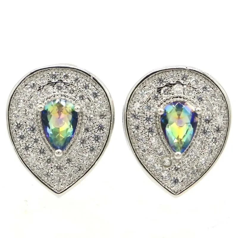 3g Customized 925 SOLID STERLING SILVER Earrings Fire Rainbow Mystic Topaz Color Changing Alexandrite Topaz Zultanite CZ