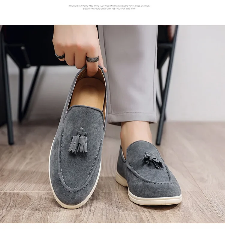 Unisex Leichte Flache Quasten-Freizeitschuhe Modische Vielseitige Übergrößen Herrenschuhe Business Casual Slip-On Loafer – Detail 15